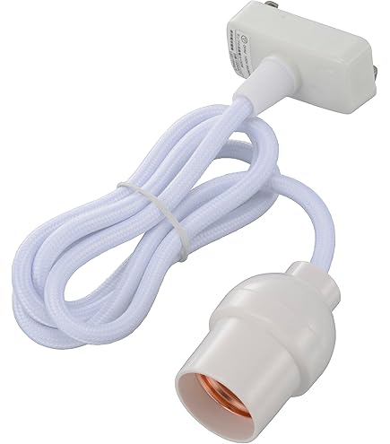 コード付ソケット 引掛シーリング E26用 白 [HS-L26SHS/W] 2mvetro コード付ソケット 引掛シーリング （E26） HS-L26SHS/W 白 オーム電機